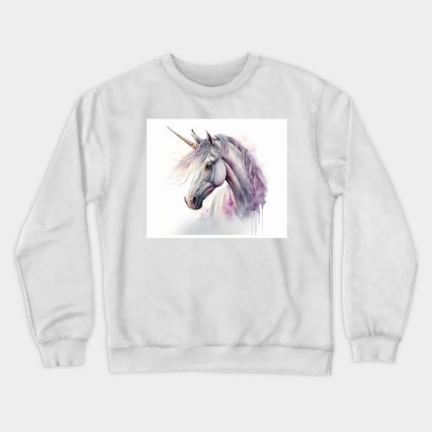 Unicorn Watercolour Painting Crewneck Sweatshirt by TheArtfulAI